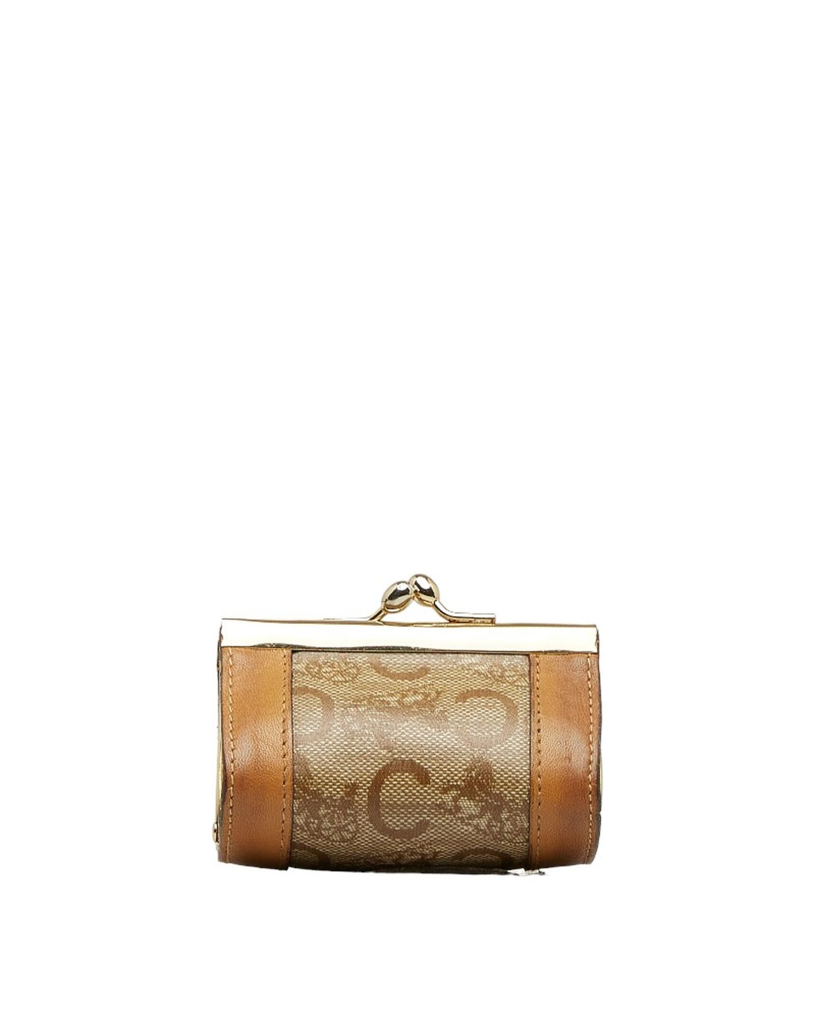 image of Celine Clasp Coin Case Wallet In Brown, Women's