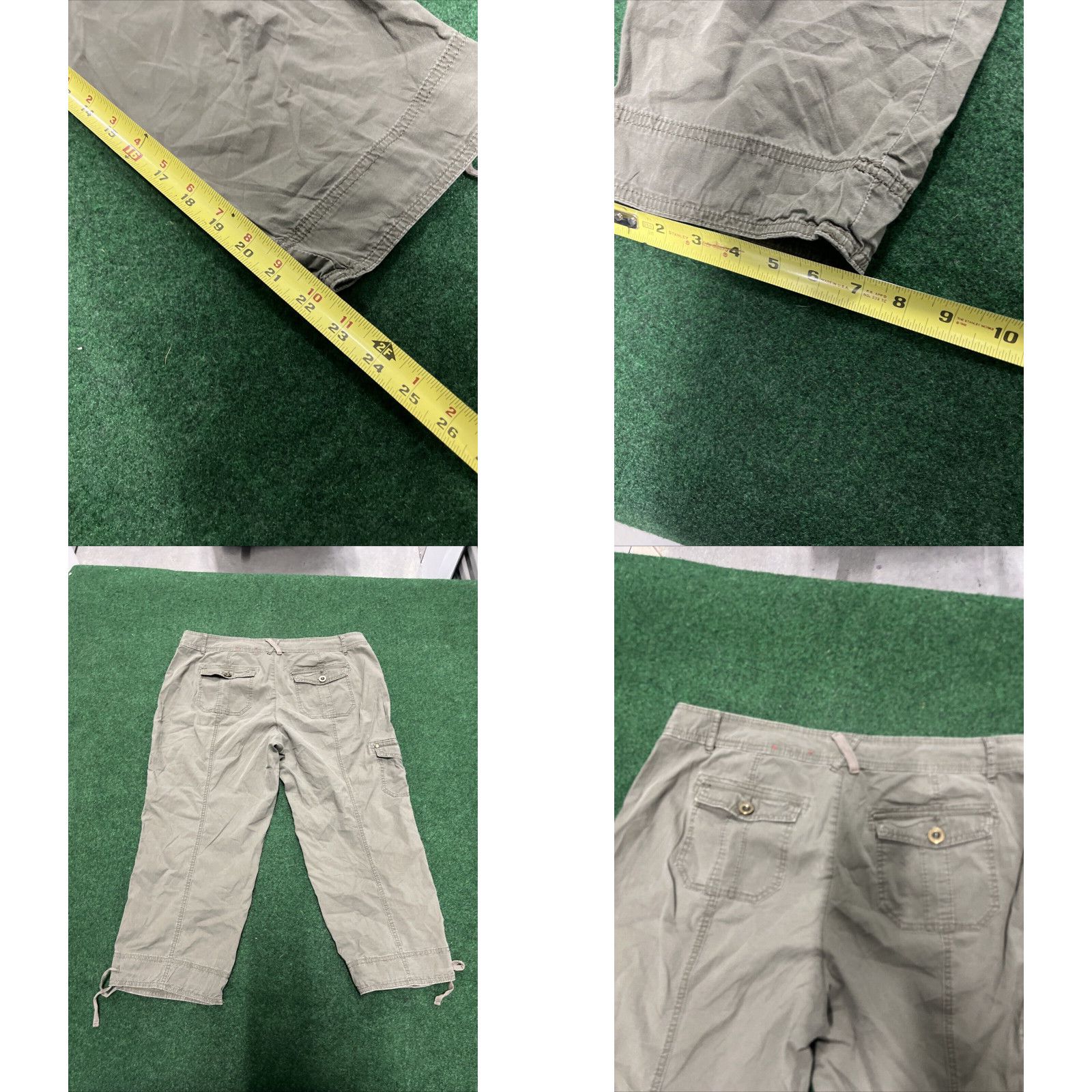 Vintage Y2K Cargo Capri Wide Leg Baggy Utility Pants Size 16 Military Olive 90s Size 38" / US 16 / IT 52 - 8 Thumbnail
