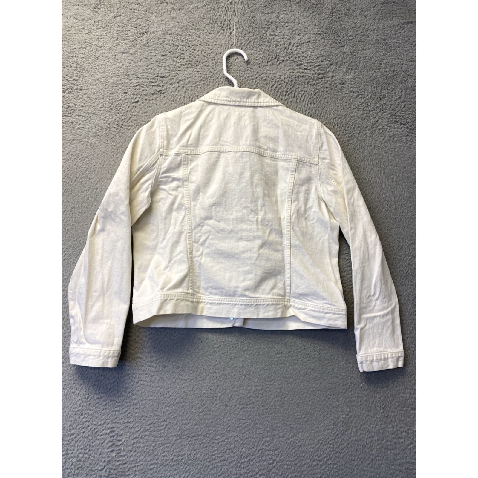 Denime J Crew Motorcycle Jacket Womens Large Beige Denim Casual Button Pockets Regular Fit Size L / US 10 / IT 46 - 7 Thumbnail