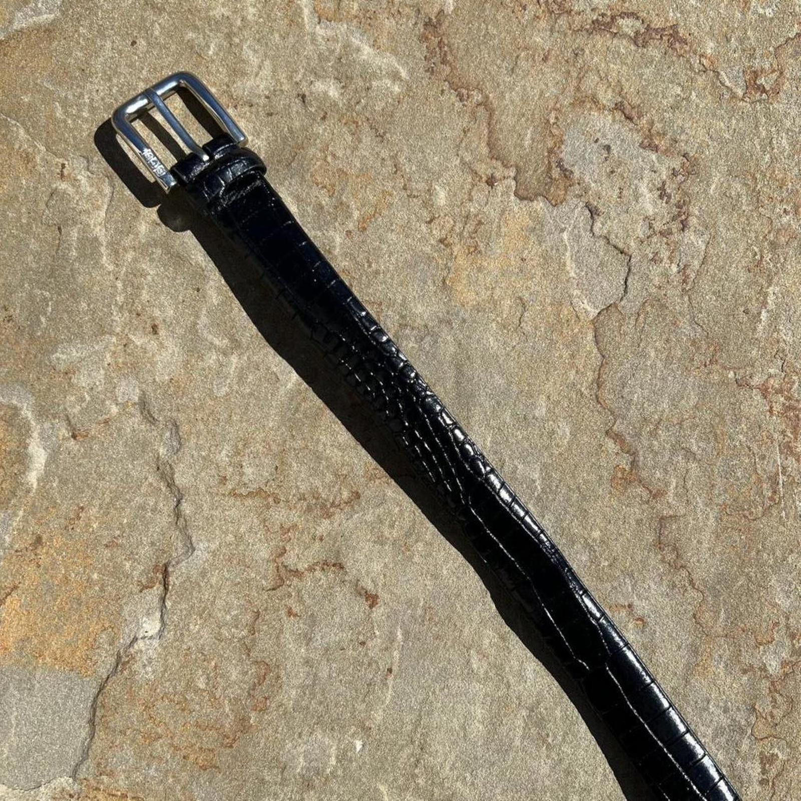 Liz Claiborne Y2K Black Leather Croc Embossed Belt Size ONE SIZE - 2 Thumbnail