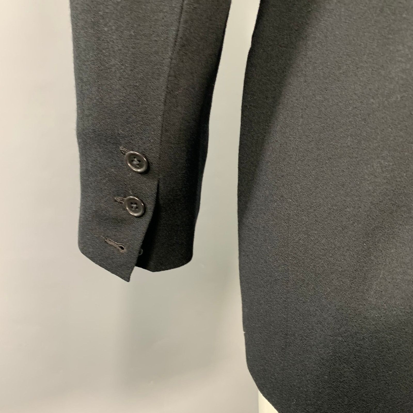 Richard Tyler Size 40 Black Crepe Wool Single Button Sport Coat Size 40R - 4 Thumbnail