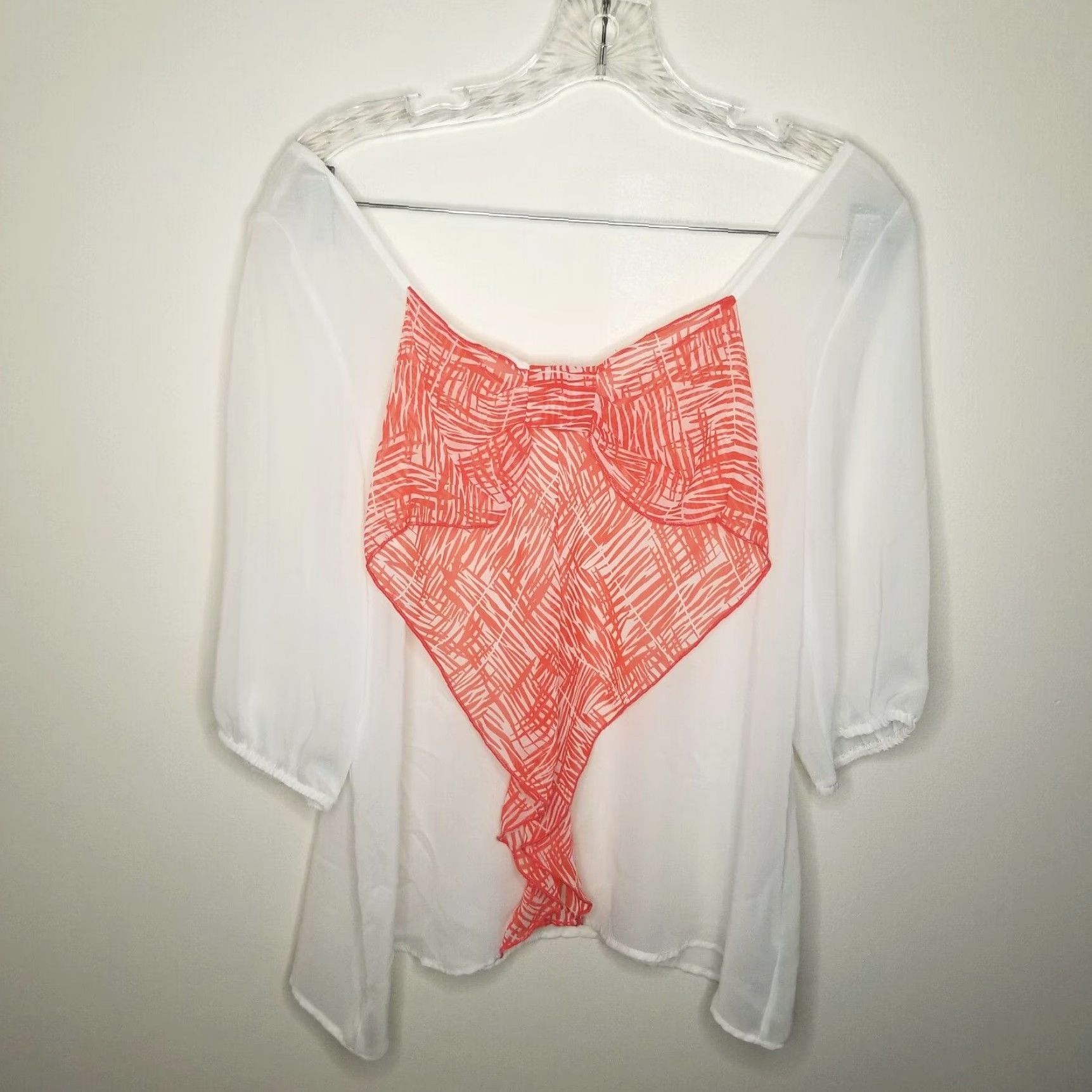 Vintage Luxe Women's White Sheer Short Sleeve Blouse M Size M / US 6-8 / IT 42-44 - 4 Thumbnail