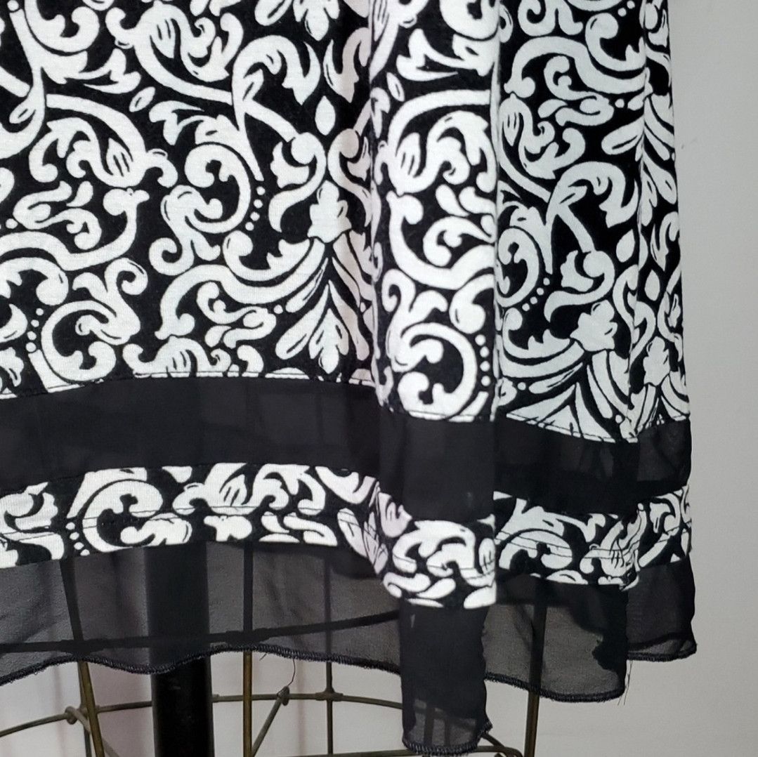 Anne Klein Anne Klein Size M/L Dress Jersey Shift Black Damask Floral Size L / US 10 / IT 46 - 7 Thumbnail
