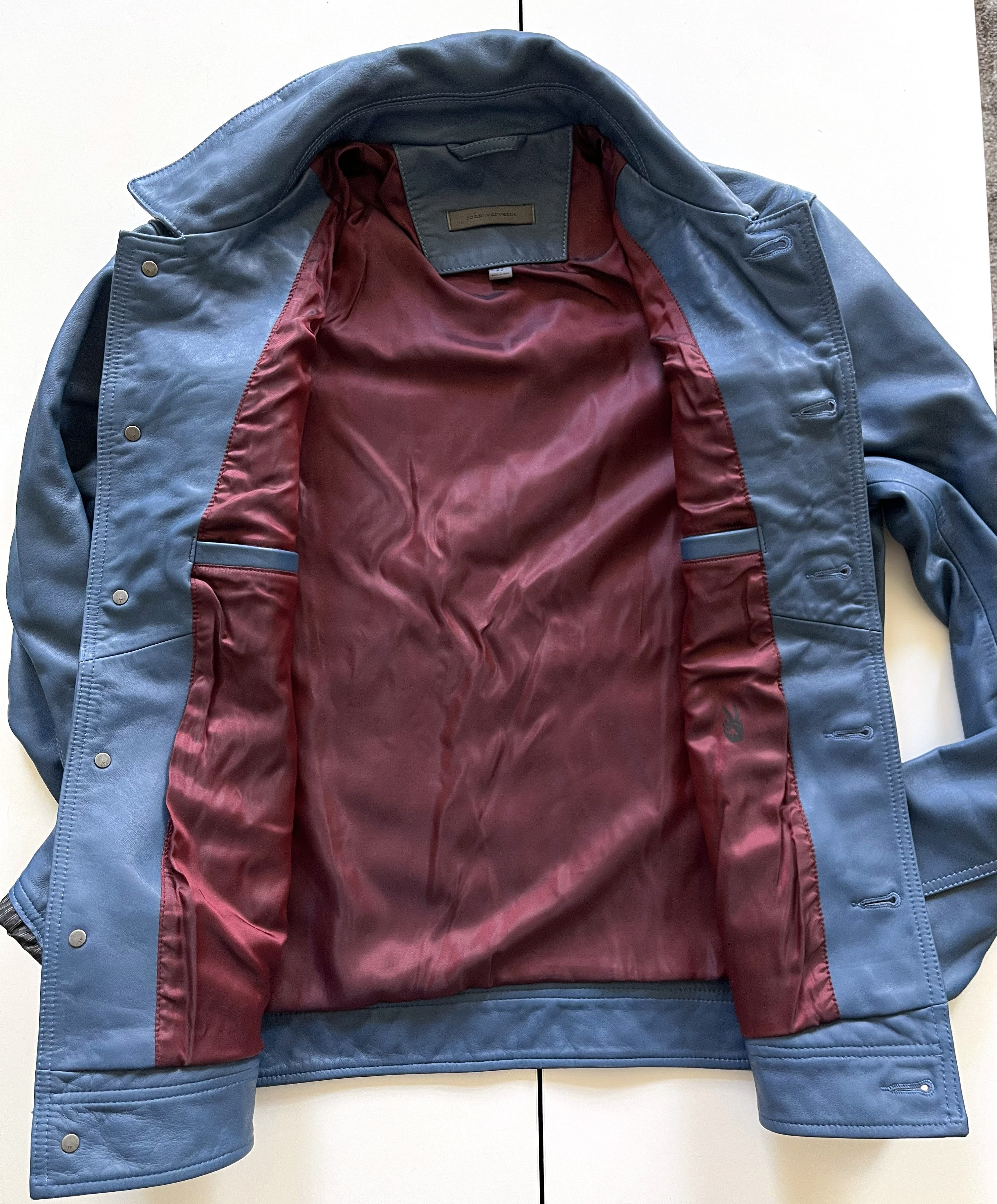 John Varvatos JOHN VARVATOS - BLUE LEATHER JACKET Size US M / EU 48-50 / 2 - 2 Thumbnail