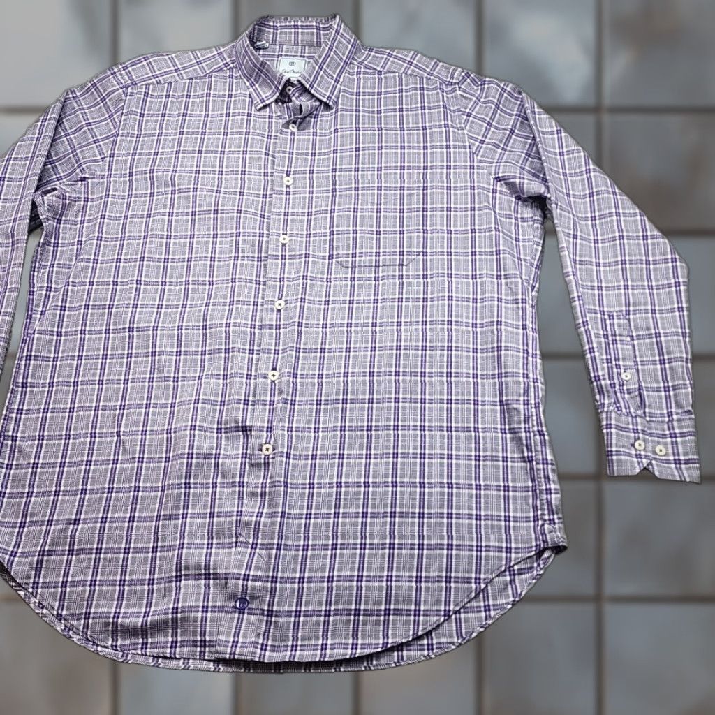 David Donahue David Donahue Shirt Mens XL Purple Plaid Checks 100% Cotton Button-Up Casual Dress Size US XL / EU 56 / 4 - 1 Thumbnail