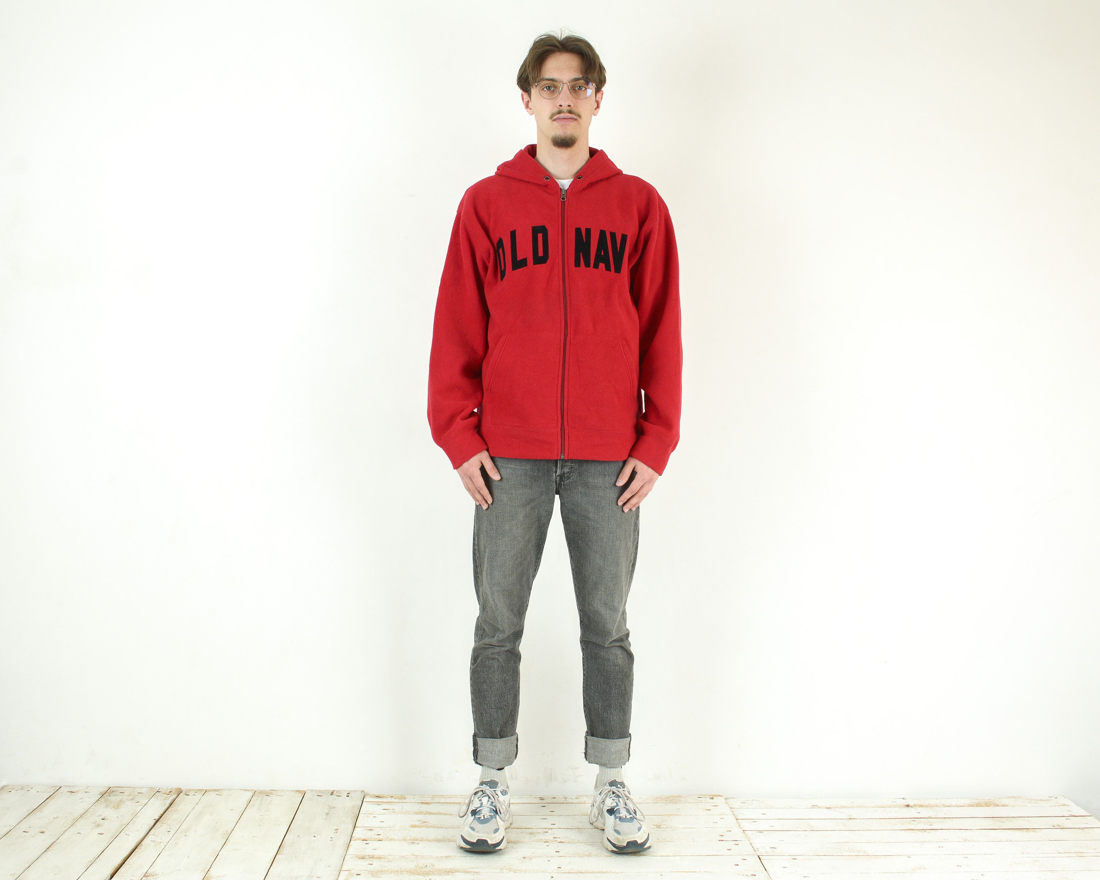 Old Navy y2k Men Fleece Hoodie Zip Jumper Sweatshirt Red Logo Top VTG Size US M / EU 48-50 / 2 - 3 Thumbnail