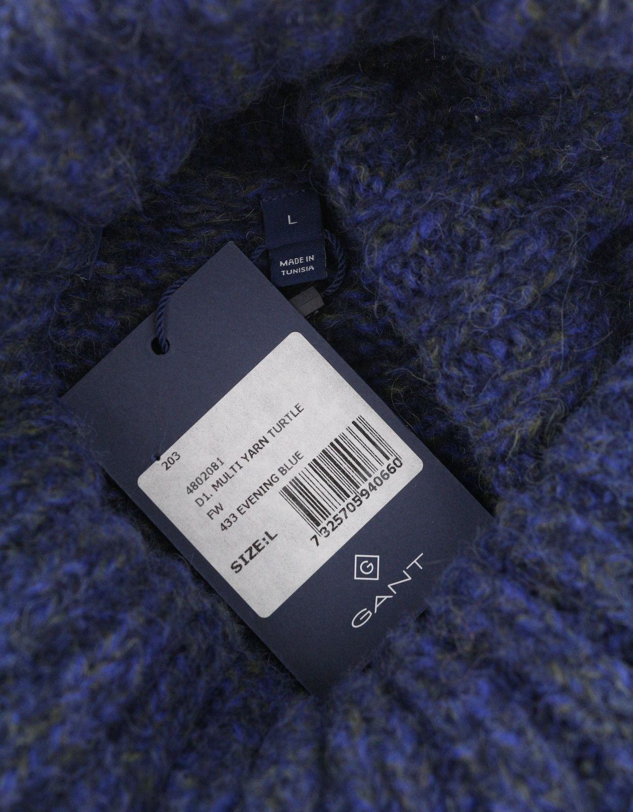 Gant MULTI YARN TURTLE L Evening Blue Wool Alpaca Jumper 87231 Size L / US 10 / IT 46 - 6 Thumbnail