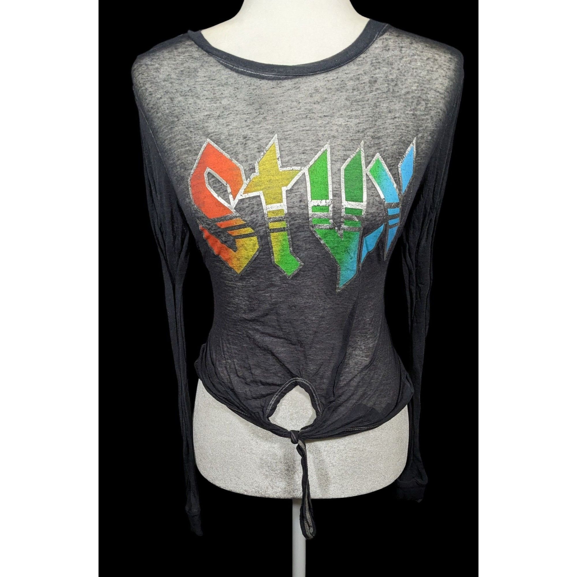 Other Vinyl Icons STYX Sheer Rainbow Print Tie Front Top Size Smal Size S / US 4 / IT 40 - 1 Thumbnail