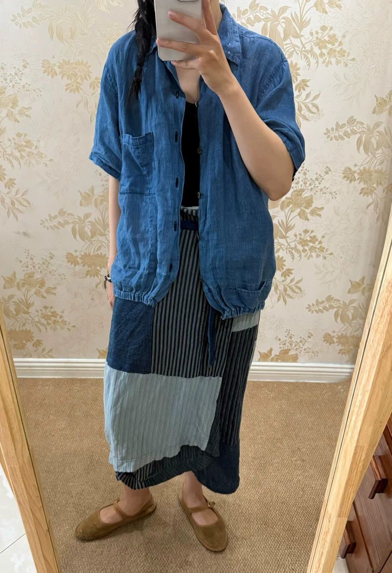 Kapital Kapital Size2 Blue dyed linen embroidered out-of-print pock Size M / US 6-8 / IT 42-44 - 1 Thumbnail