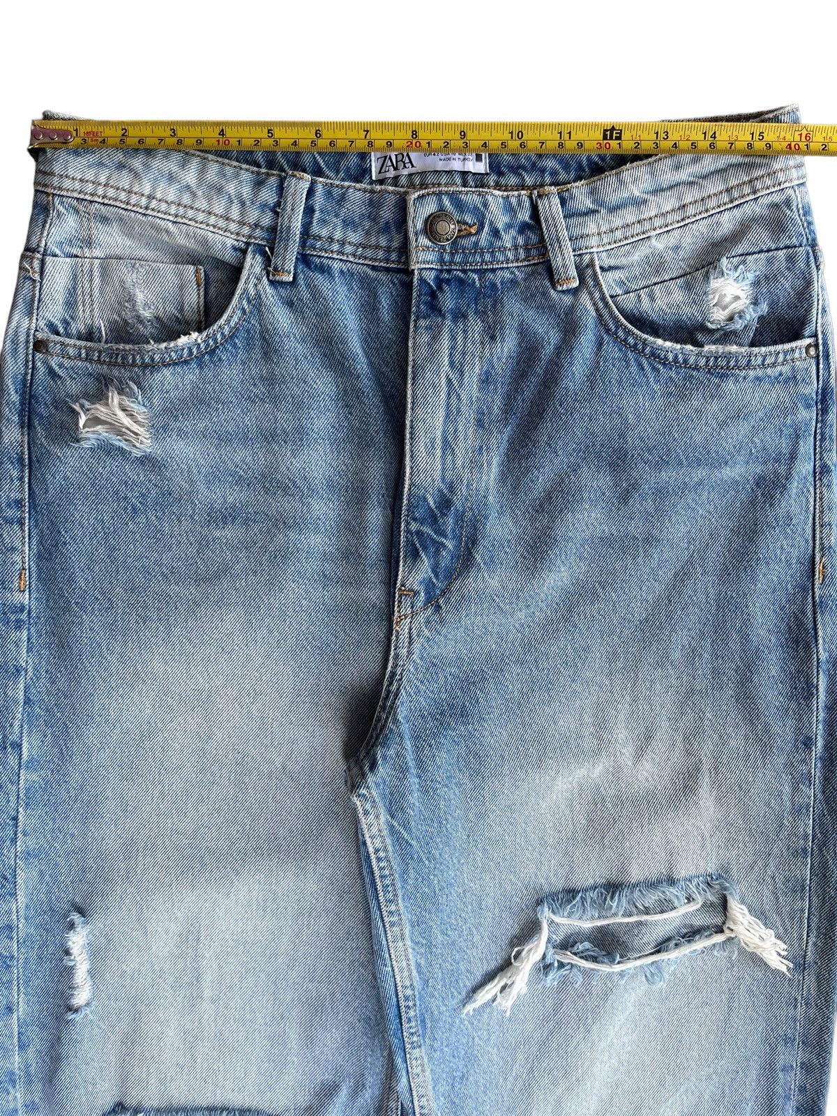 Rhude × Zara Vintage Y2K Zara Blue Washed Distressed Relaxed Jeans Size US 32 / EU 48 - 13 Thumbnail