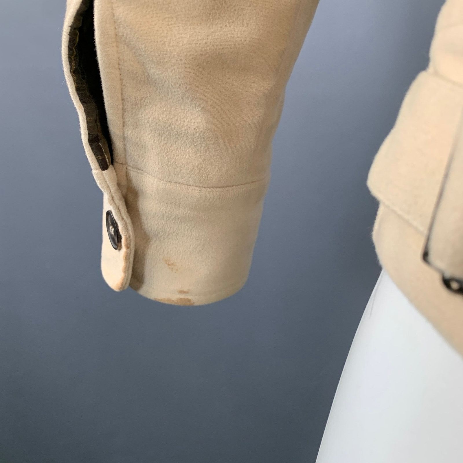 A.P.C. A.P.C Beige Cotton Moleskin Blouson Hidden Placket Jacket Size US S / EU 44-46 / 1 - 7 Thumbnail