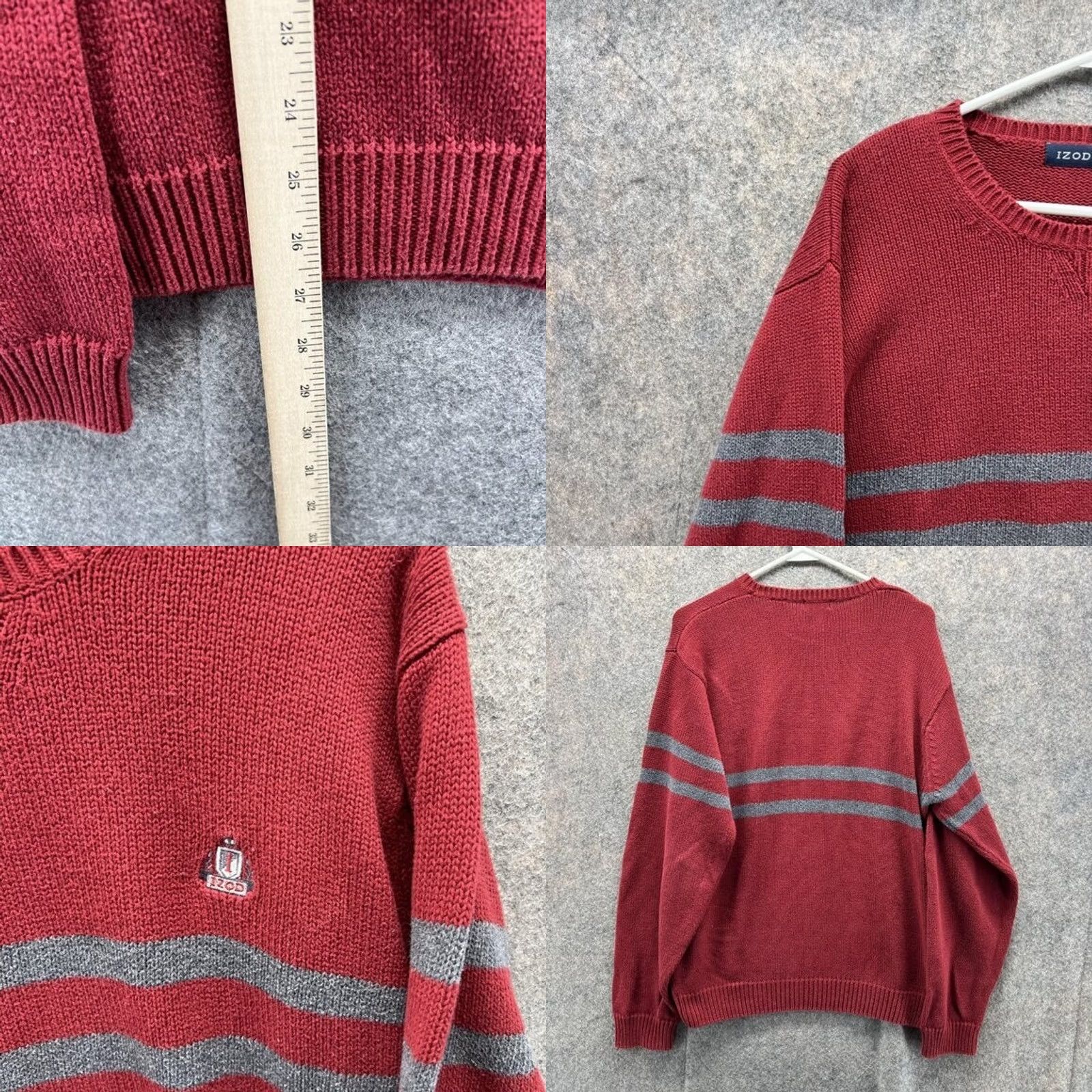 Izod VINTAGE Izod Sweater Men Small Red Pullover Crewneck Cotton Fleece Knitted Chunky Vtg Size US S / EU 44-46 / 1 - 8 Thumbnail