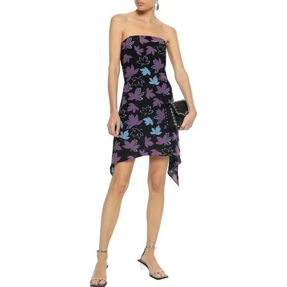 Versus Versace Versus Versace Strapless Floral-print Silk-crepe Mini Dress Size L / US 10 / IT 46 - 15 Thumbnail