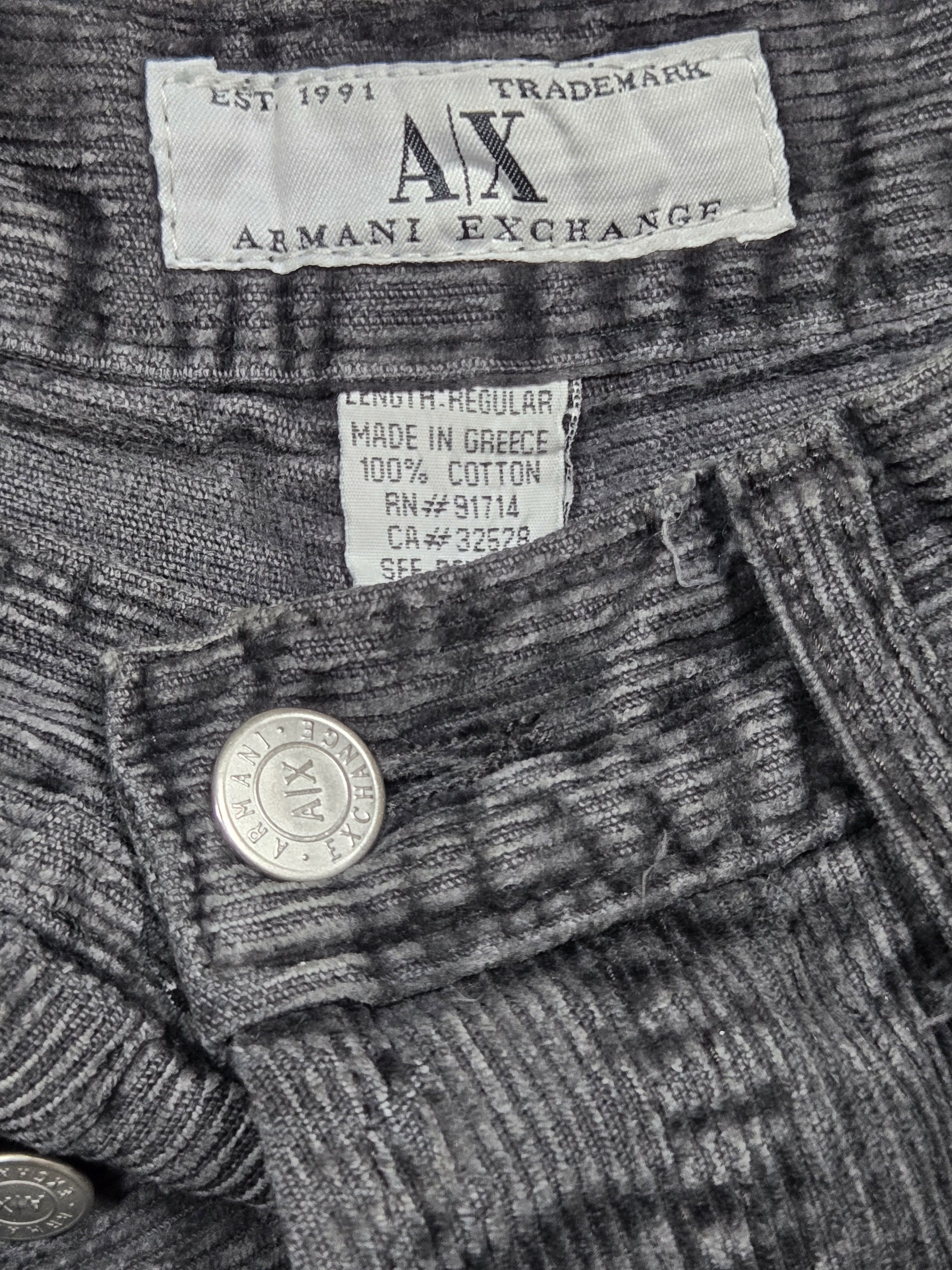 Armani Exchange Vintage 00s Y2K AX Armani Exchange Baggy Corduroy Brass Logo Size US 32 / EU 48 - 9 Thumbnail