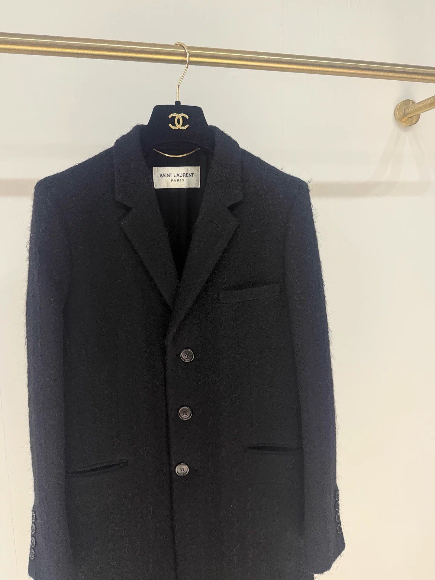 Saint Laurent Paris SLP Mohair Wool Three Button Straight Collar Overcoat 99 New Size M / US 6-8 / IT 42-44 - 2 Thumbnail