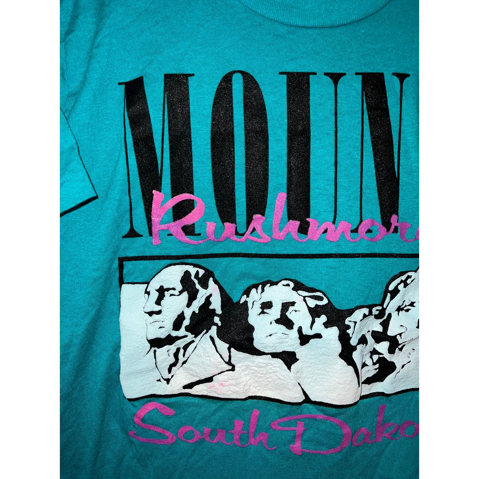 Jerzees Vintage Mount Rushmore Shirt South Dakota Teal Tee 80s 1989 Size US M / EU 48-50 / 2 - 2 Thumbnail