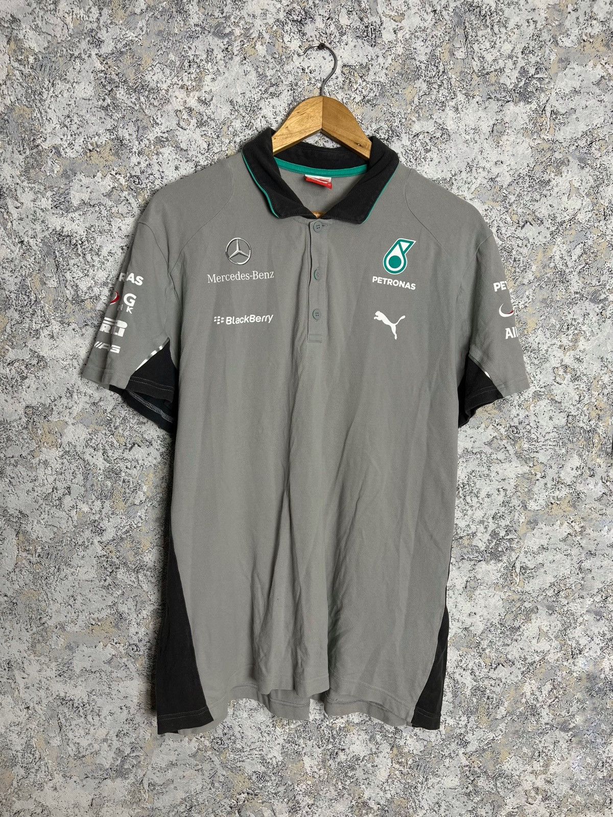 Mercedes-Benz × Puma × Vintage VTG Puma F1 Mercedes Benz Polo T Shirt Formula One Racing Size US XXL / EU 58 / 5 - 1 Thumbnail