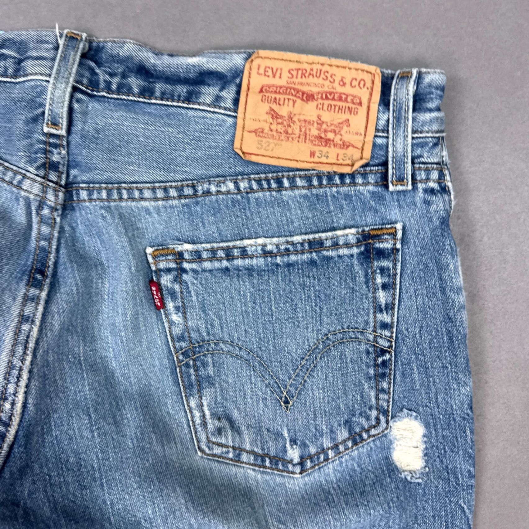 Levi's VINTAGE Levis Jeans Mens 34x34 Blue 527 Bootcut Western Destroyed Cowboy Size US 34 / EU 50 - 5 Thumbnail