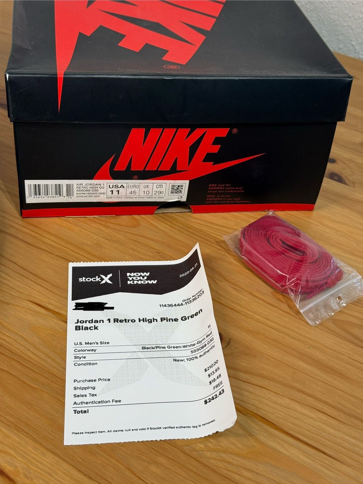 Jordan Brand × Nike Nike Air Jordan 1 Retro High Pine Green Black Size US 11 / EU 44 - 8 Thumbnail