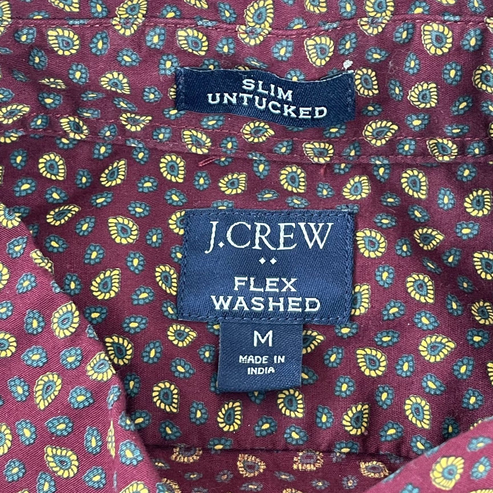 J.Crew J.CREW Shirt Men M Burgundy Paisley AOP Slim Untucked Flex Washed Preppy Shirt Size US M / EU 48-50 / 2 - 2 Thumbnail