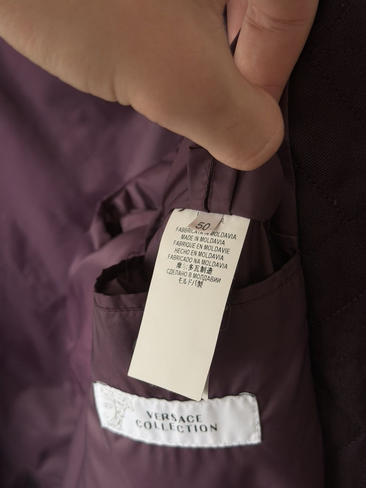 Versace Versace Collection Purple Wool Quilted Jacket Blazer Leather Size US M / EU 48-50 / 2 - 10 Thumbnail