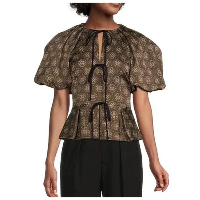Dillards Antonio Melani X Courtney Grow Grown Tie Puff Sleeve Blouse