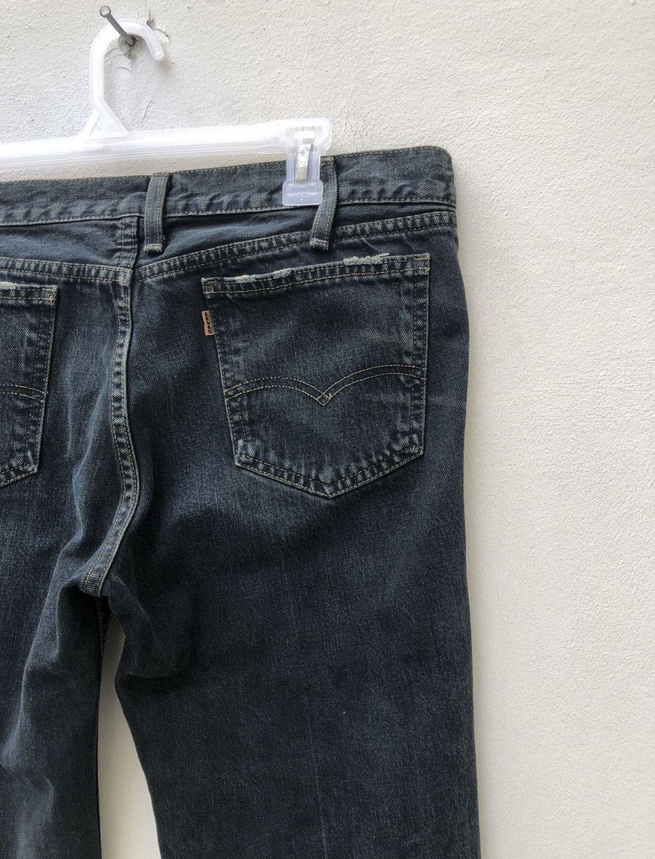 Levi's Vintage Clothing VTG 00s Levi’s 606 Big E Orange Tab Waxed Denim Slim Jeans Size US 33 - 19 Thumbnail