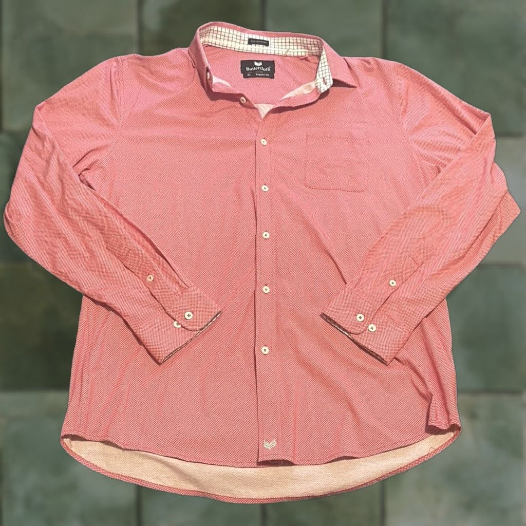 Pinko Buttercloth Icy Cotton Shirt Mens XL Pink Geometric Long Sleeve Button-Up Size US XL / EU 56 / 4 - 1 Thumbnail