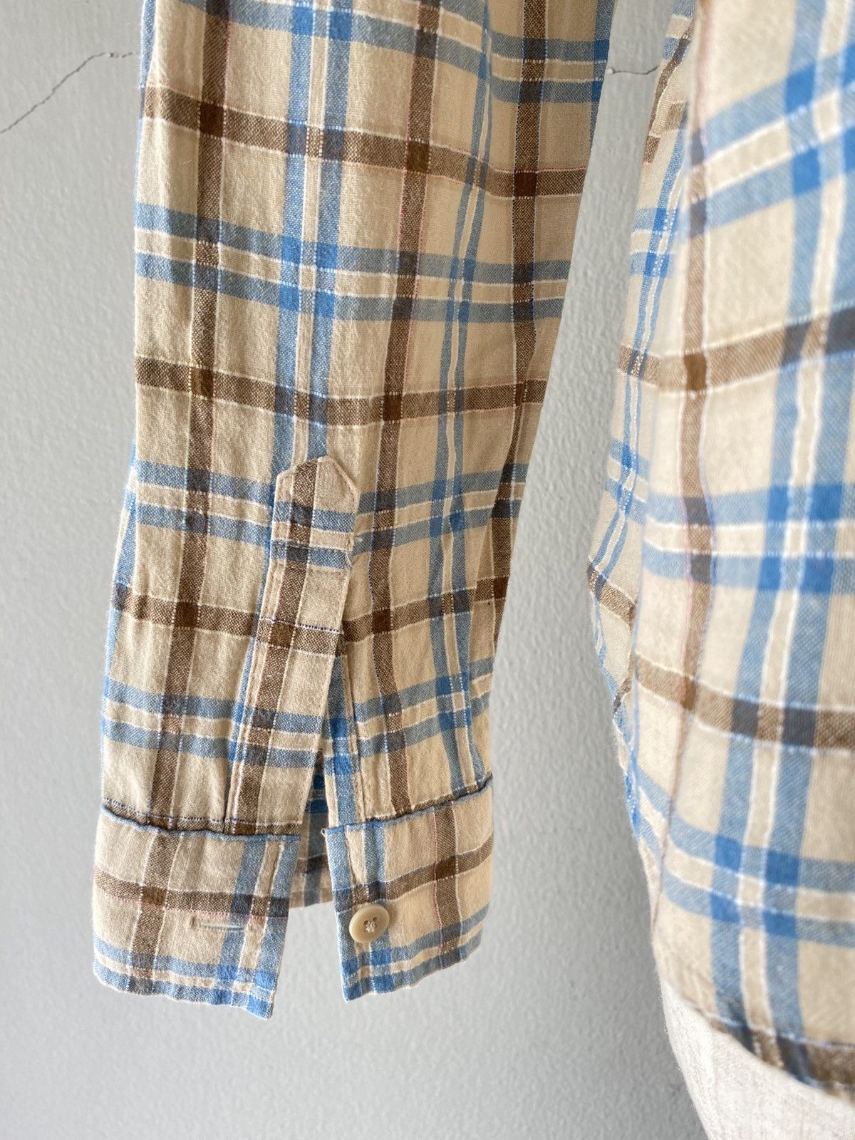 45rpm 45rpm R Beige and Blue Plaid Button-Up Shirt Size S / US 4 / IT 40 - 15 Thumbnail