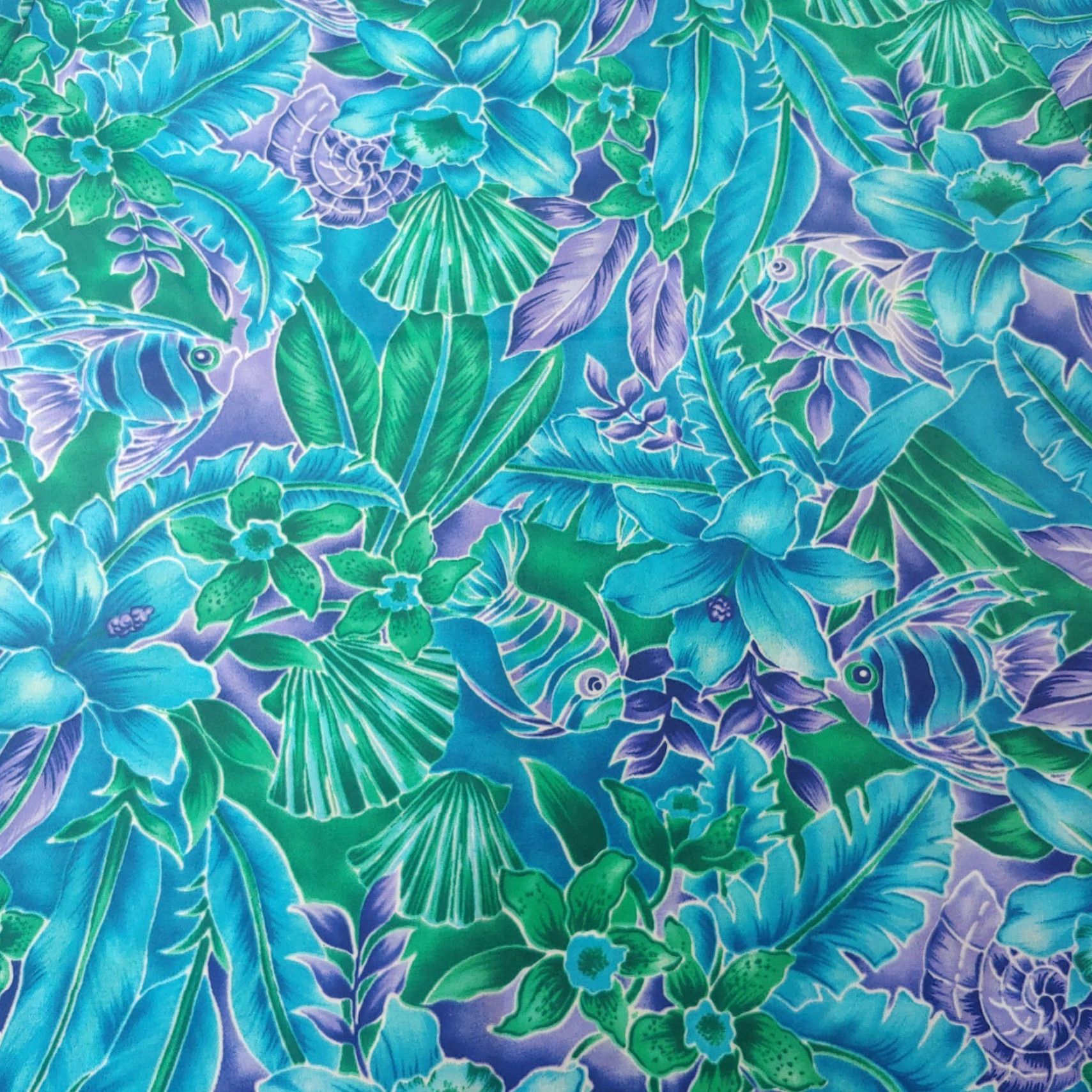 Vintage VINTAGE BonWorth Blouse Womens XS Blouse Short Sleeve Floral Fish Tropical Aloha Blue Purple Green Casual 90s Womens Size XS / US 0-2 / IT 36-38 - 6 Thumbnail