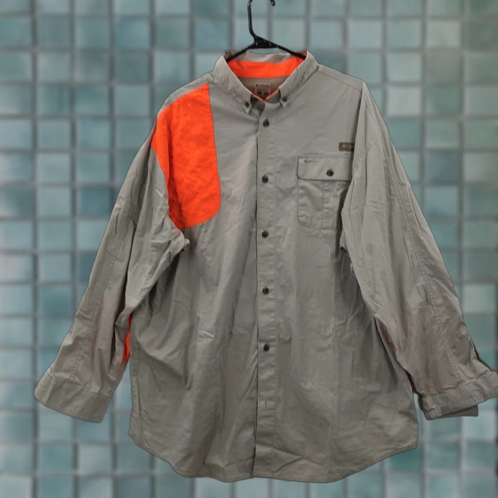 Vintage VINTAGE Columbia Mens Orange Gray Long Sleeve Pockets Collared Shooting Shirt Size XL Size US XL / EU 56 / 4 - 1 Thumbnail