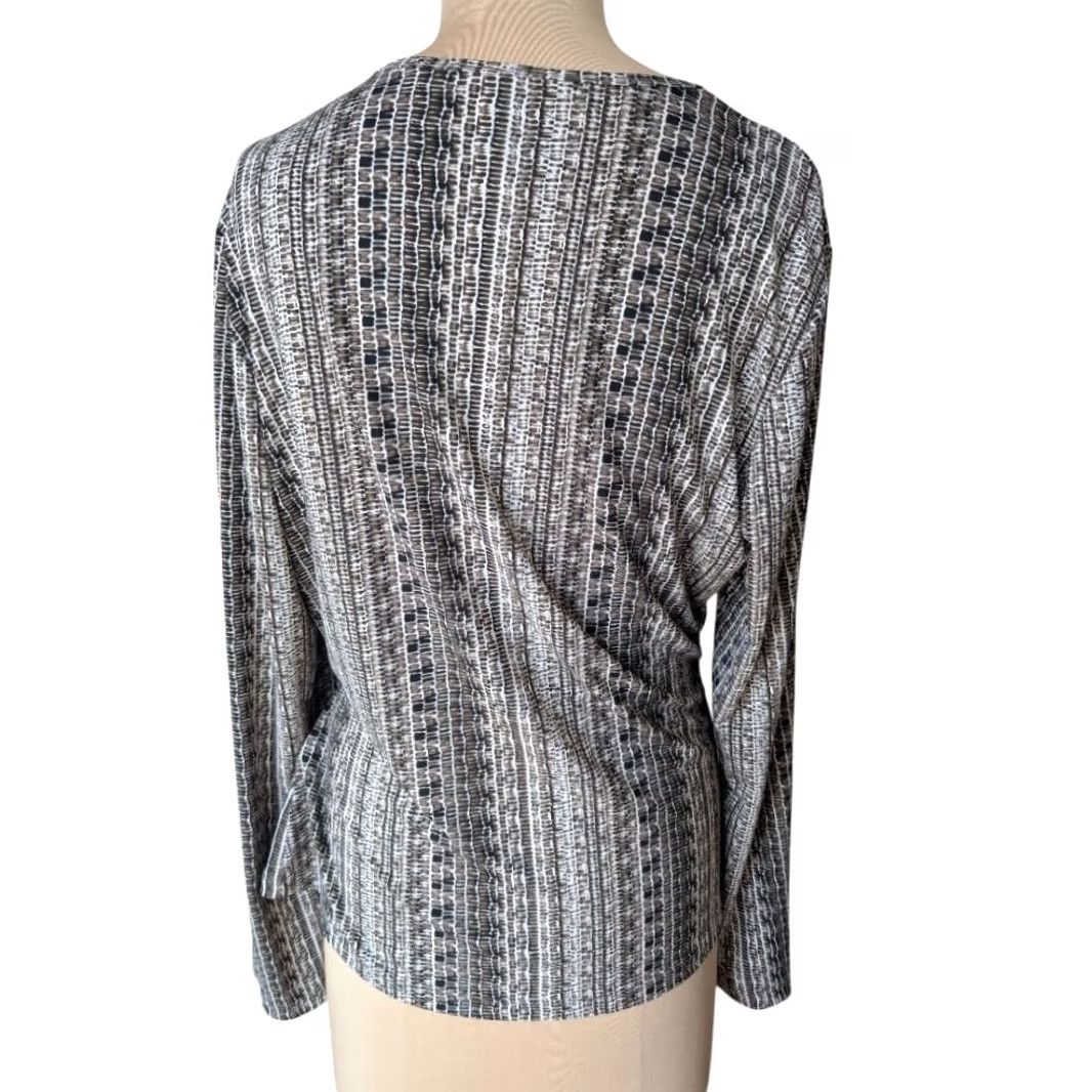 Vintage VINTAGE Due Per Due Long Sleeve Surplice Blouse Womens XL Gray EUC Office Career Shirt Size XL / US 12-14 / IT 48-50 - 2 Thumbnail