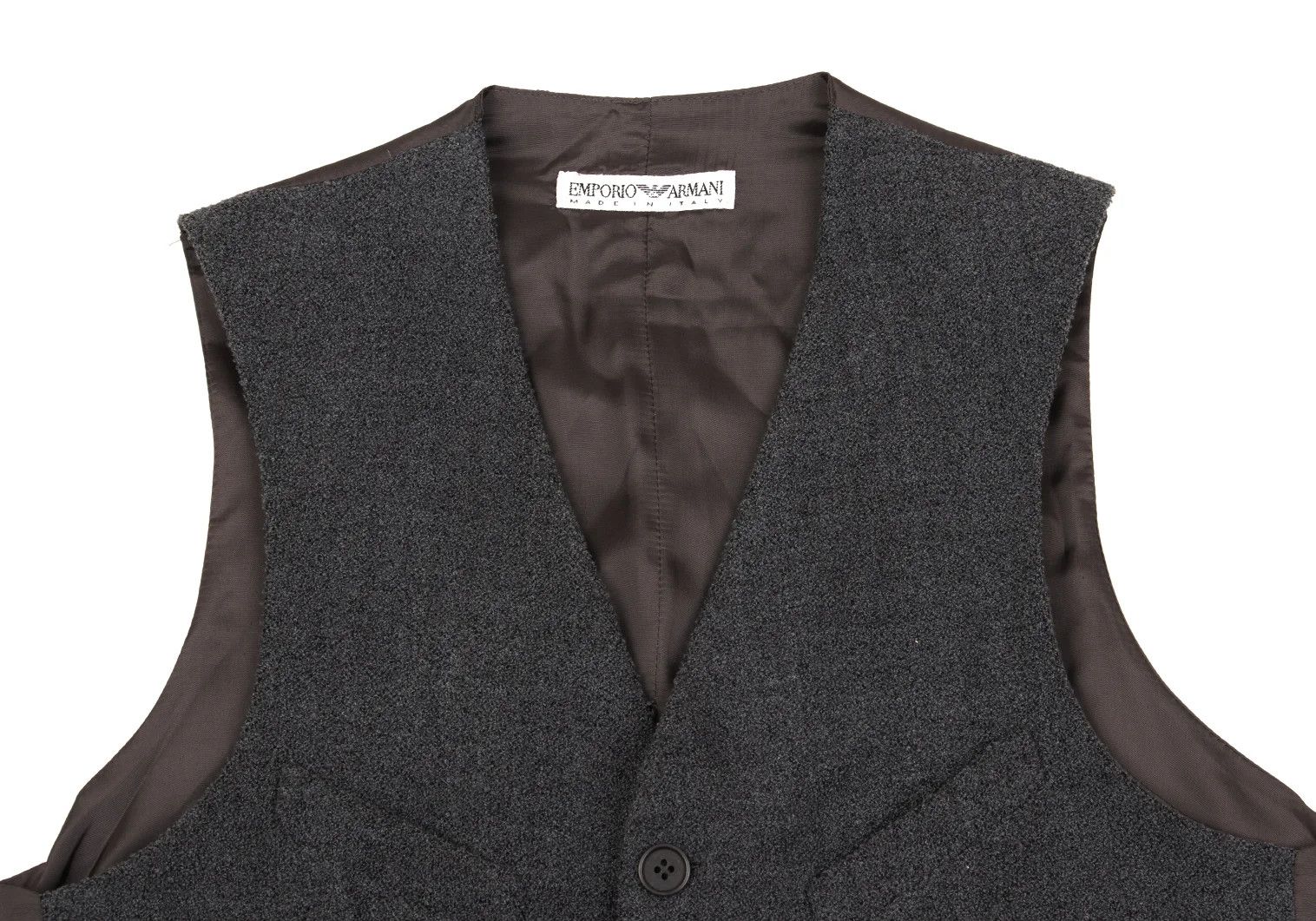 Emporio Armani Wool Blend Pile Gilet in Gray and Dark Brown Size US S / EU 44-46 / 1 - 2 Thumbnail