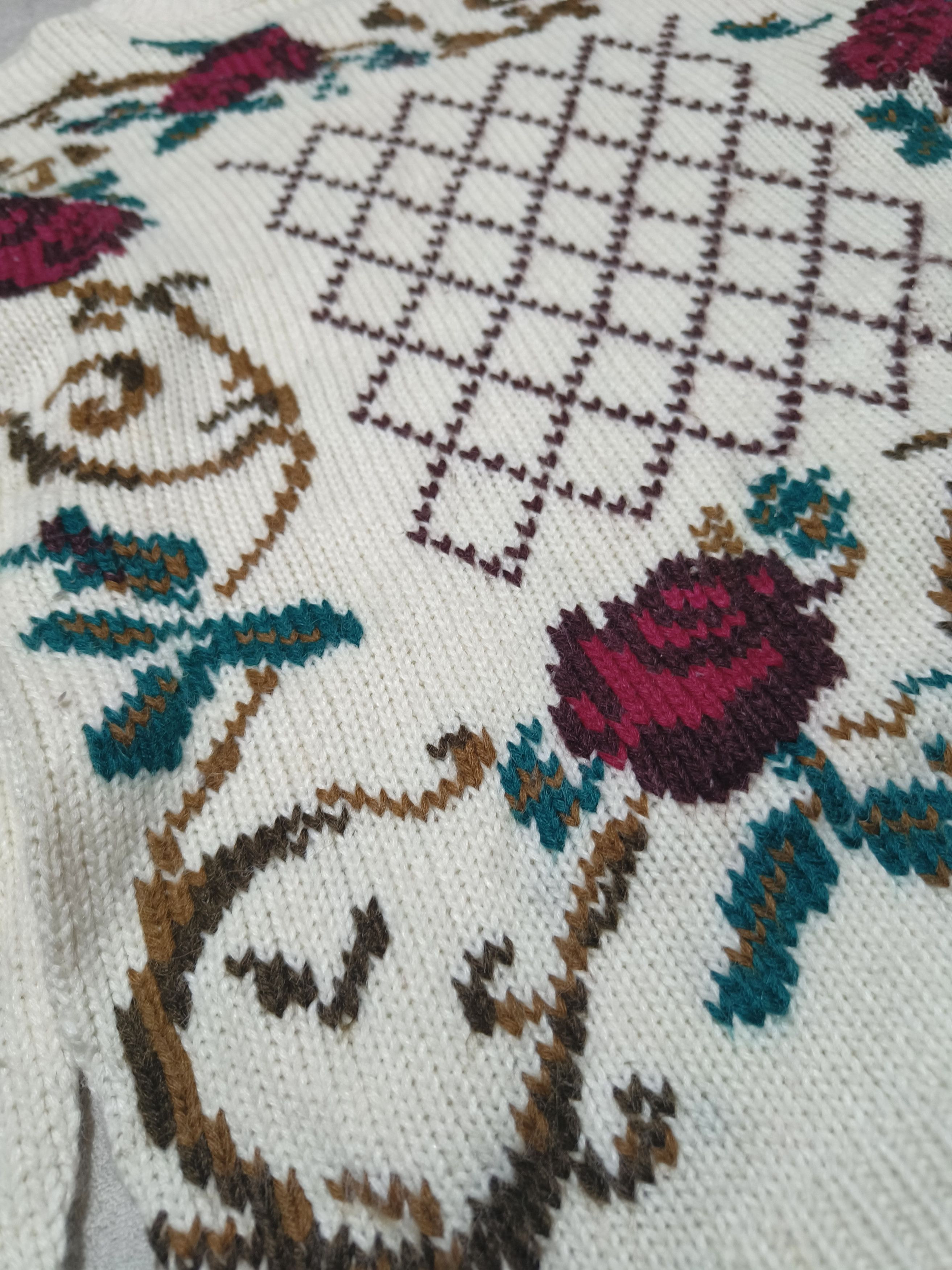 Other Vintage STITCH WORKS Beautiful Floral Motifs Knit Sweater Size M / US 6-8 / IT 42-44 - 6 Thumbnail