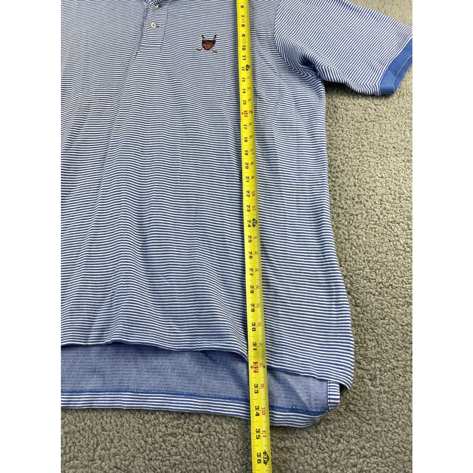 Polo Ralph Lauren VINTAGE Polo Ralph Lauren Polo Shirt Men Short Sleeve Striped Button-Down 2XL Blue / 37-11 90s Logo Size US XXL / EU 58 / 5 - 7 Thumbnail