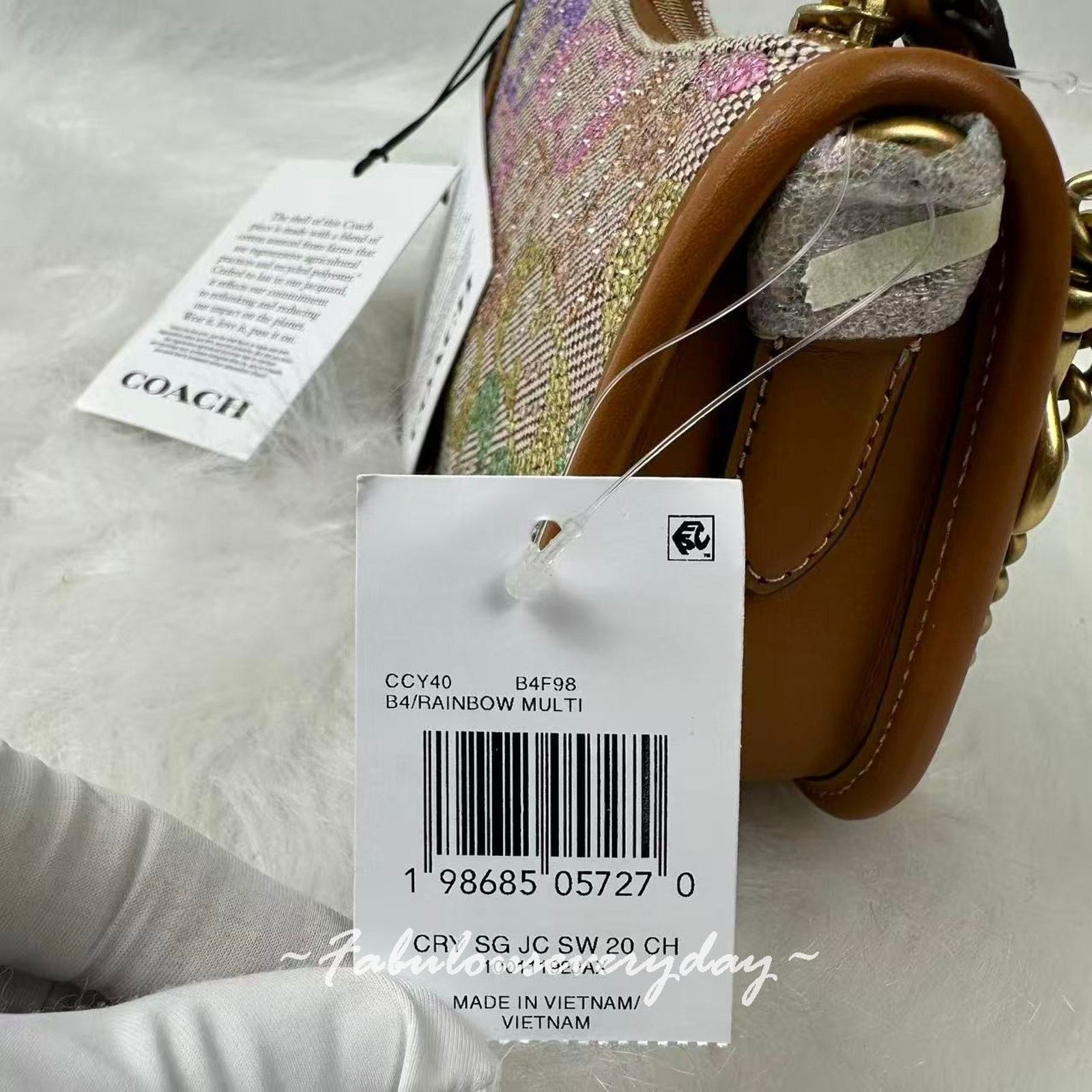 Coach Coach Swinger Bag 20 Chain Crystal Sig Jacquard Rainbow Size ONE SIZE - 5 Thumbnail