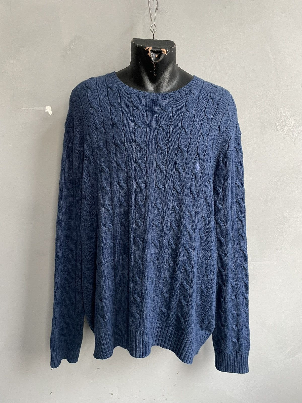 Polo Ralph Lauren Polo Blue Knit Sweater Heavy Oversized old money Style Size US XXL / EU 58 / 5 - 1 Thumbnail