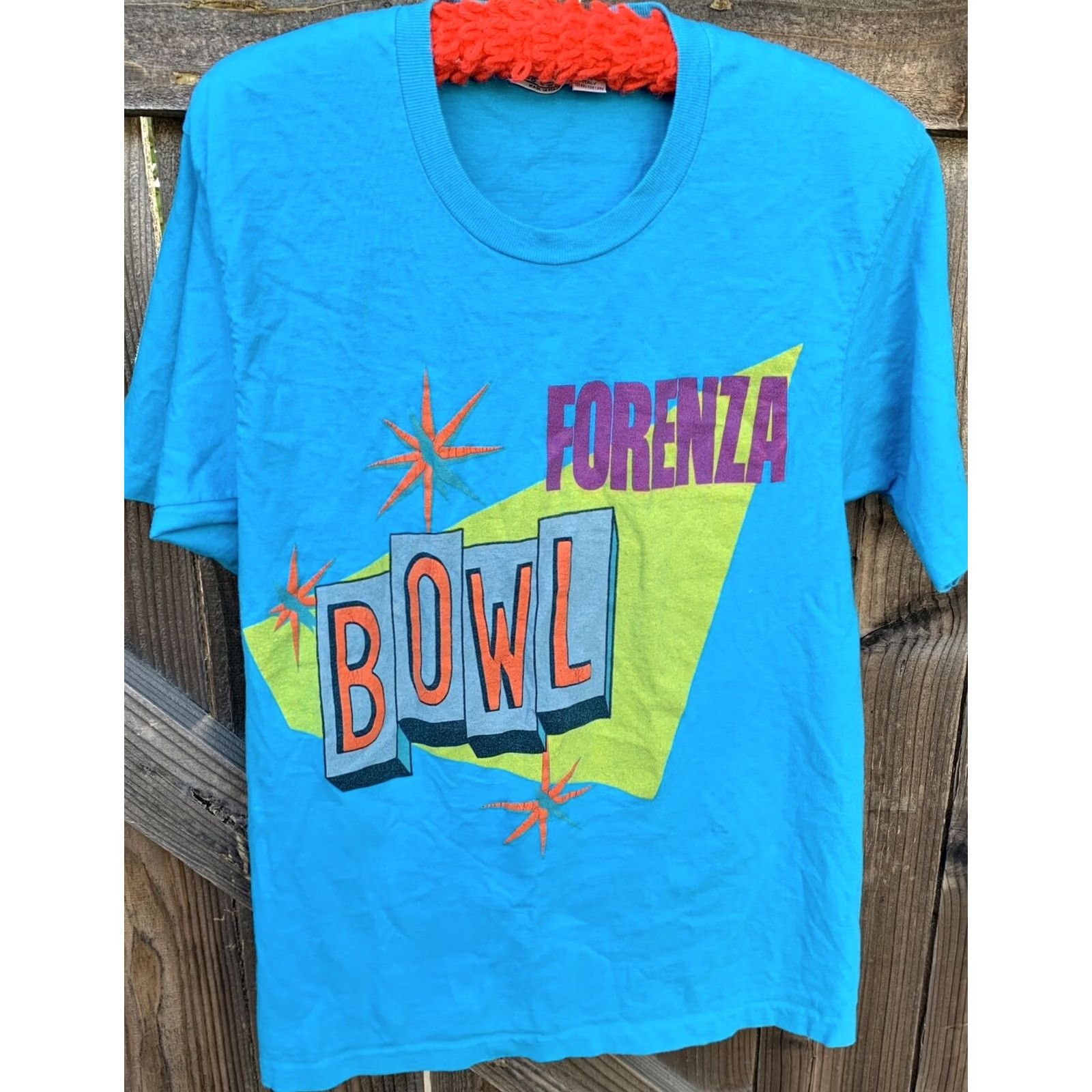Vintage VINTAGE Forenza Bowl T Shirt Single Stitch Made In Italy 80s 1980s Size M Blue Cotton Graphic Print Men Short Sleeve Size US M / EU 48-50 / 2 - 7 Thumbnail