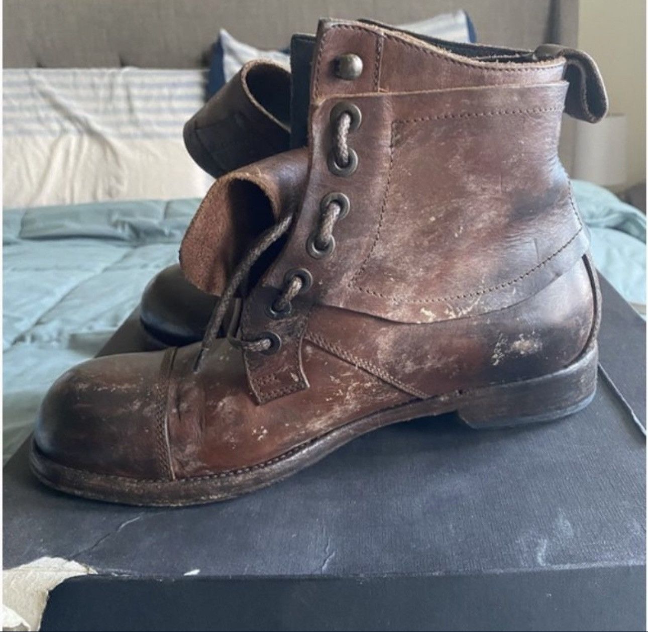 Dolce & Gabbana Dolce & Gabbana Distressed Leather Combat Boots Size US 8 / EU 41 - 2 Thumbnail