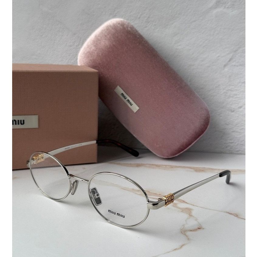 Miu Miu NEW Miu Miu MU50ZS Silver Oval Eyeglasses Frames $518 Size ONE SIZE - 1 Thumbnail
