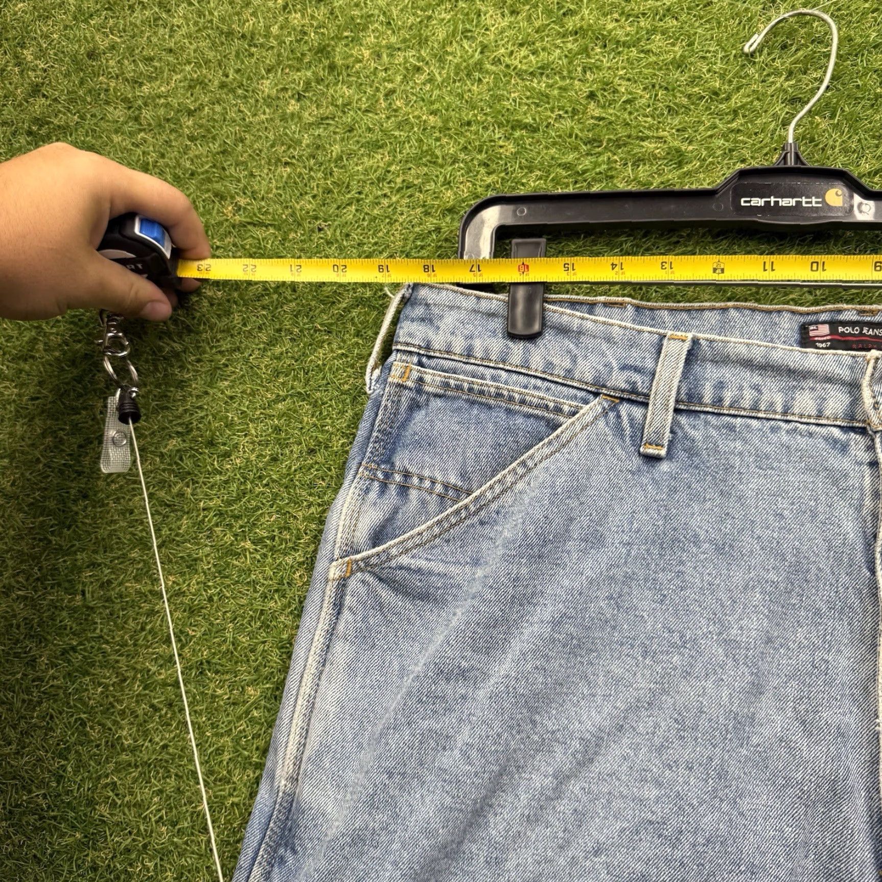 Vintage VINTAGE Polo Jeans Company Denim Shorts Mens 36 Painter Carpenter Baggy Light Wash 2000s Y2K Summer Vintage Mens Size US M / EU 48-50 / 2 - 7 Thumbnail