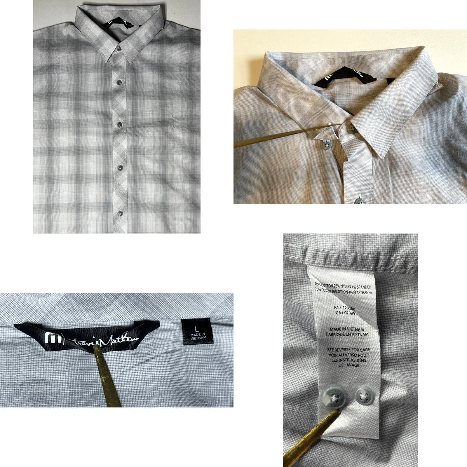 TravisMathew Travis Mathew Men's Cash or Check Short Sleeve Button-Up Shirt Plaid Sz L Size US L / EU 52-54 / 3 - 8 Thumbnail