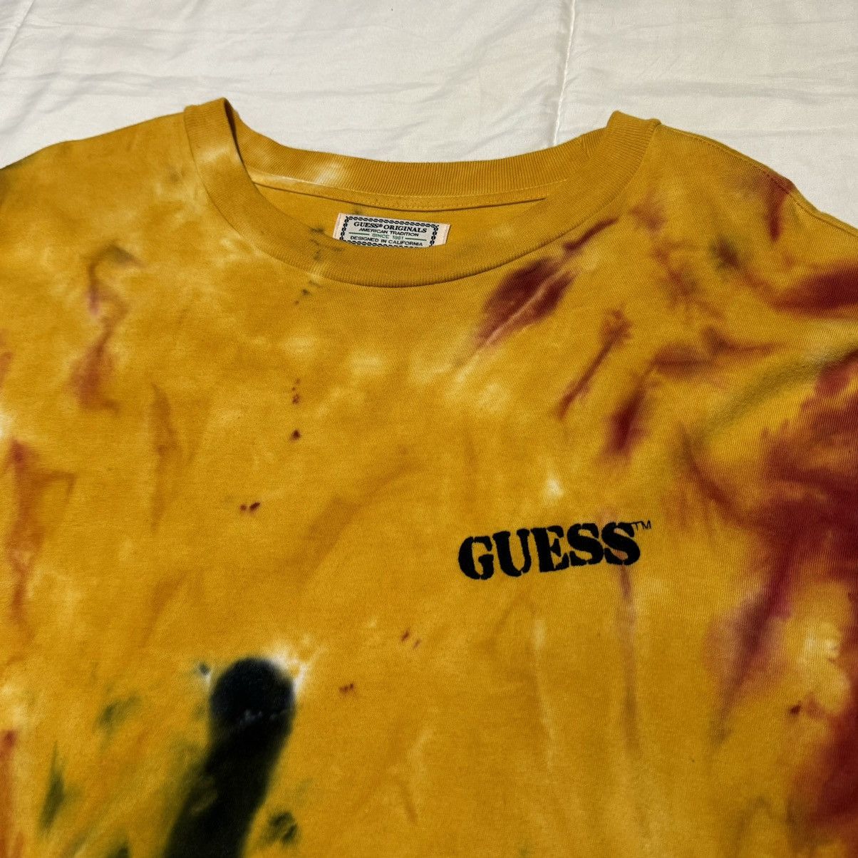 Guess Guess Yellow Tie-Dye Tee Shirt Size US M / EU 48-50 / 2 - 4 Thumbnail