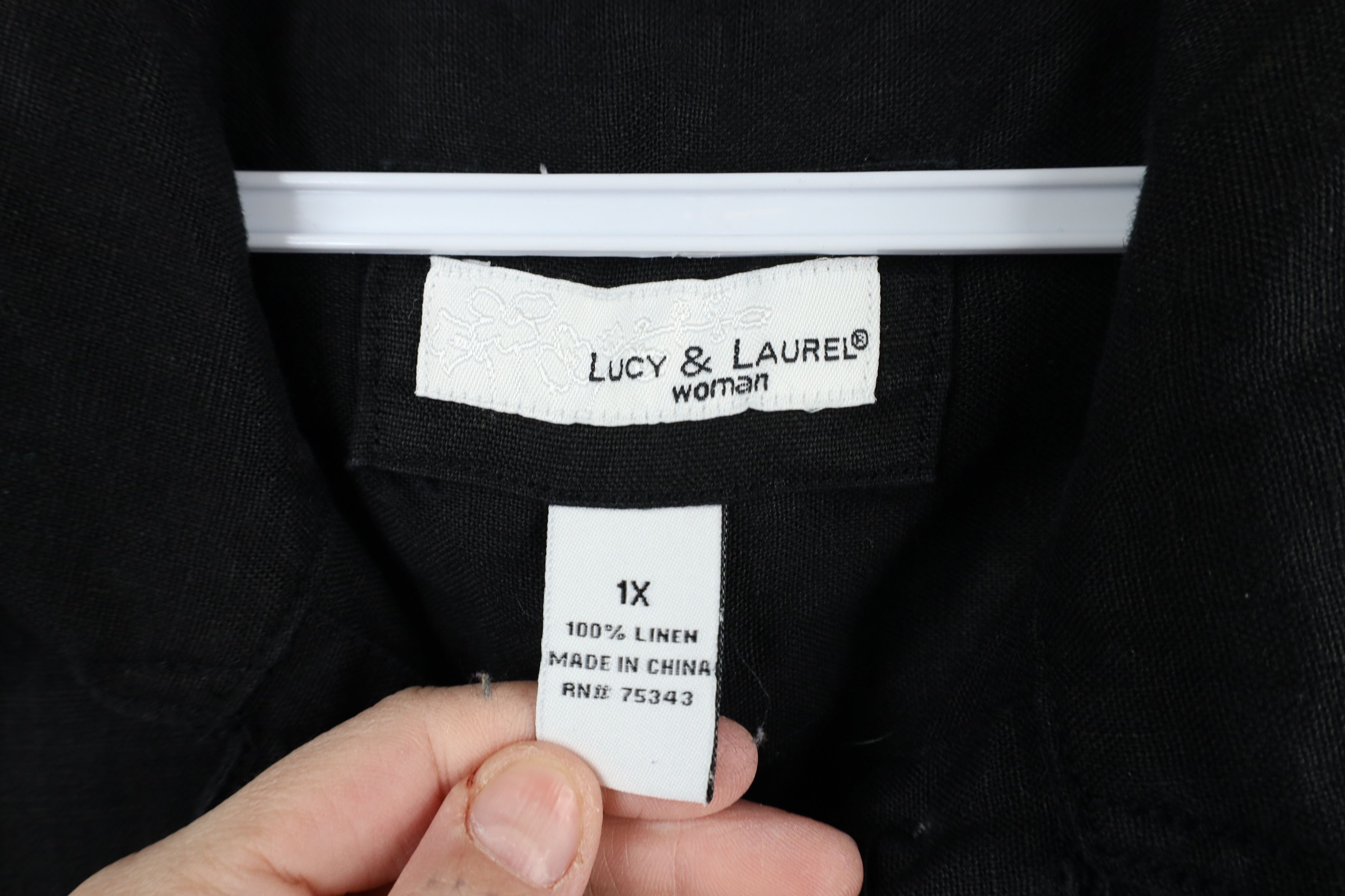 Vintage Lucy & Laurel Linen Full Button Trucker Jacket Black Size XL / US 12-14 / IT 48-50 - 7 Thumbnail