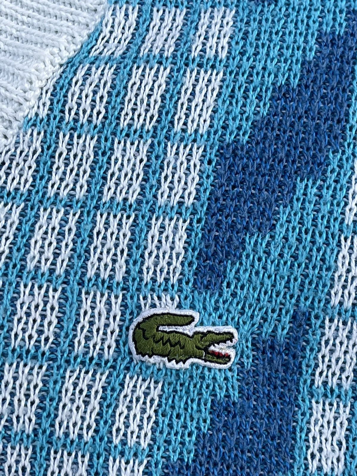 80’s Lacoste vintage v-neck coogi style knit sweater blue