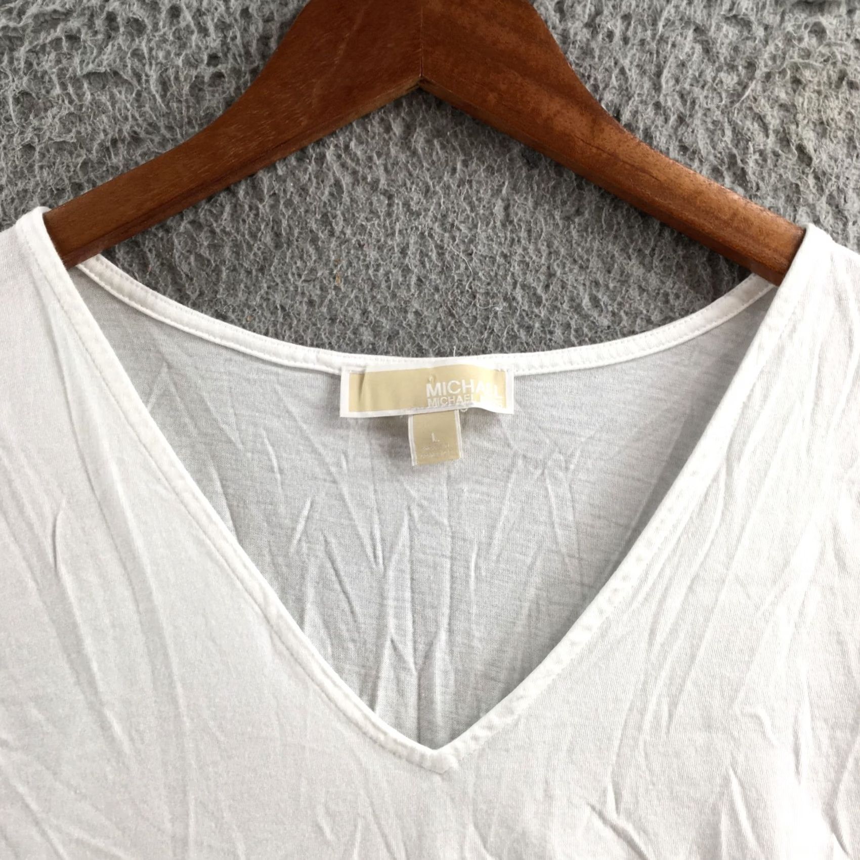 Michael Kors Michael Kors Top Womens Large White Short Sleeve V Neck Tie Sleeve Pullover Size L / US 10 / IT 46 - 3 Thumbnail