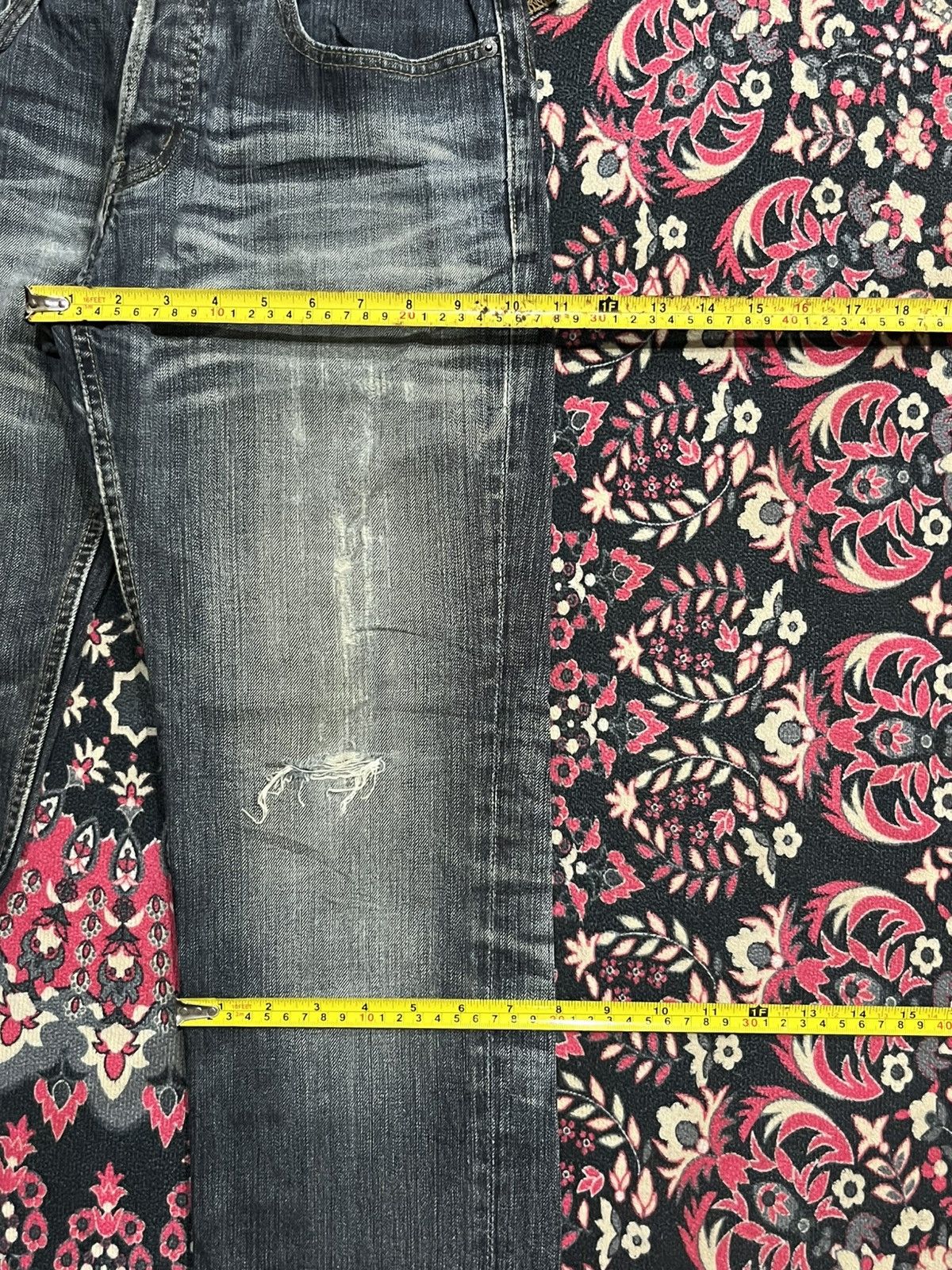 Japanese Brand Difference Rupert Dark Faded Washed Whisker Ripped Jeans Size US 30 / EU 46 - 14 Thumbnail