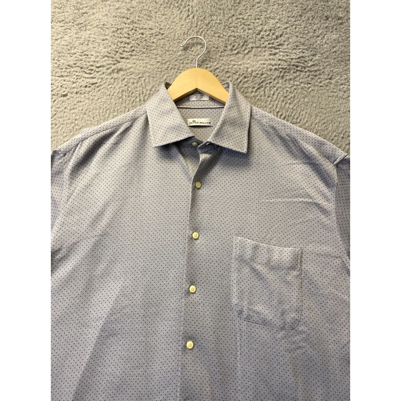 Peter Millar PETER MILLAR Comfort Stretch Long Sleeve Button Down Shirt XL Gray Geometric Mens Size US XL / EU 56 / 4 - 2 Thumbnail