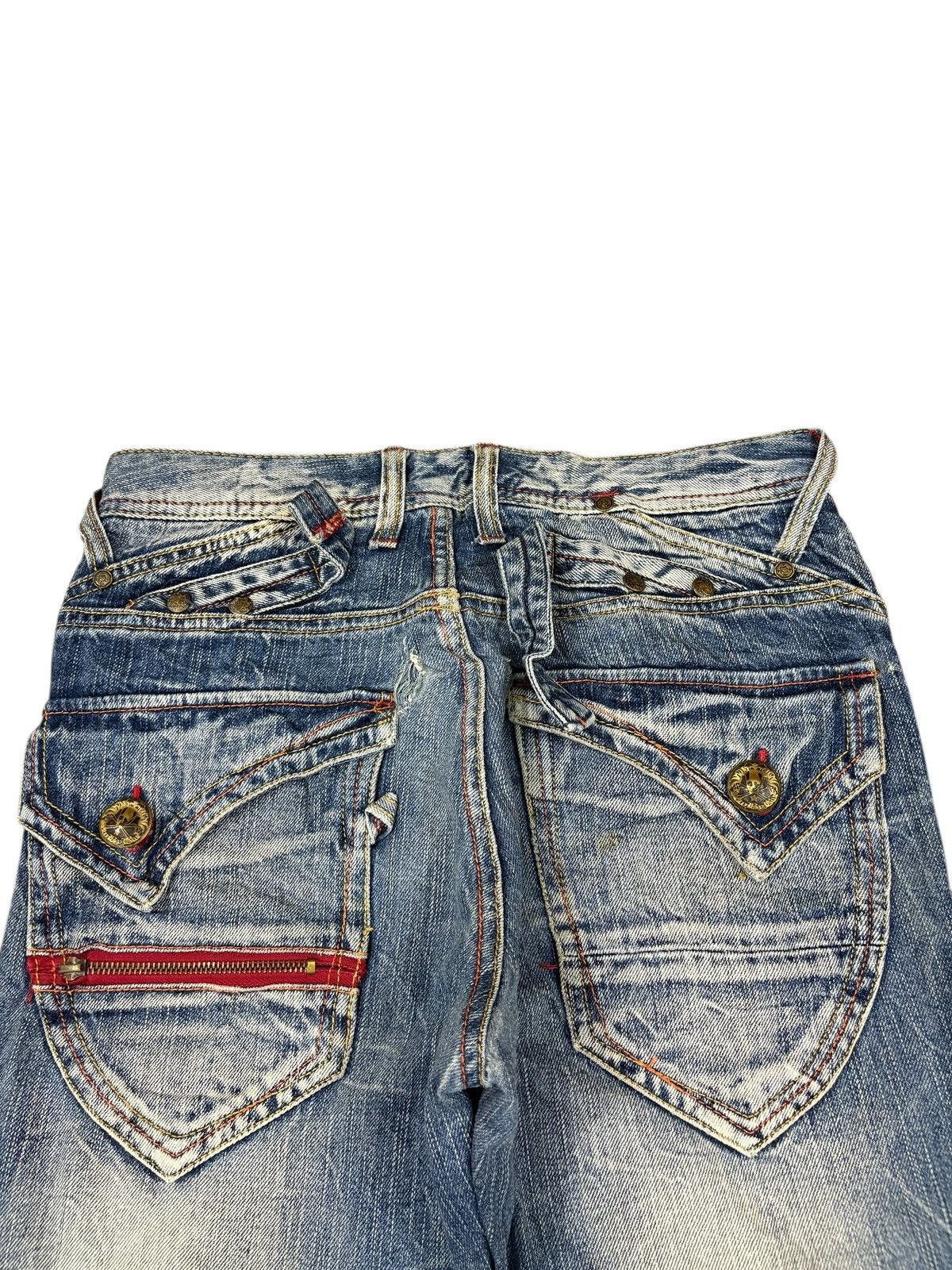 Japanese Brand Vintage Blow by Blue Cracked Faded Wash Bootcut Jeans Size US 30 / EU 46 - 8 Thumbnail