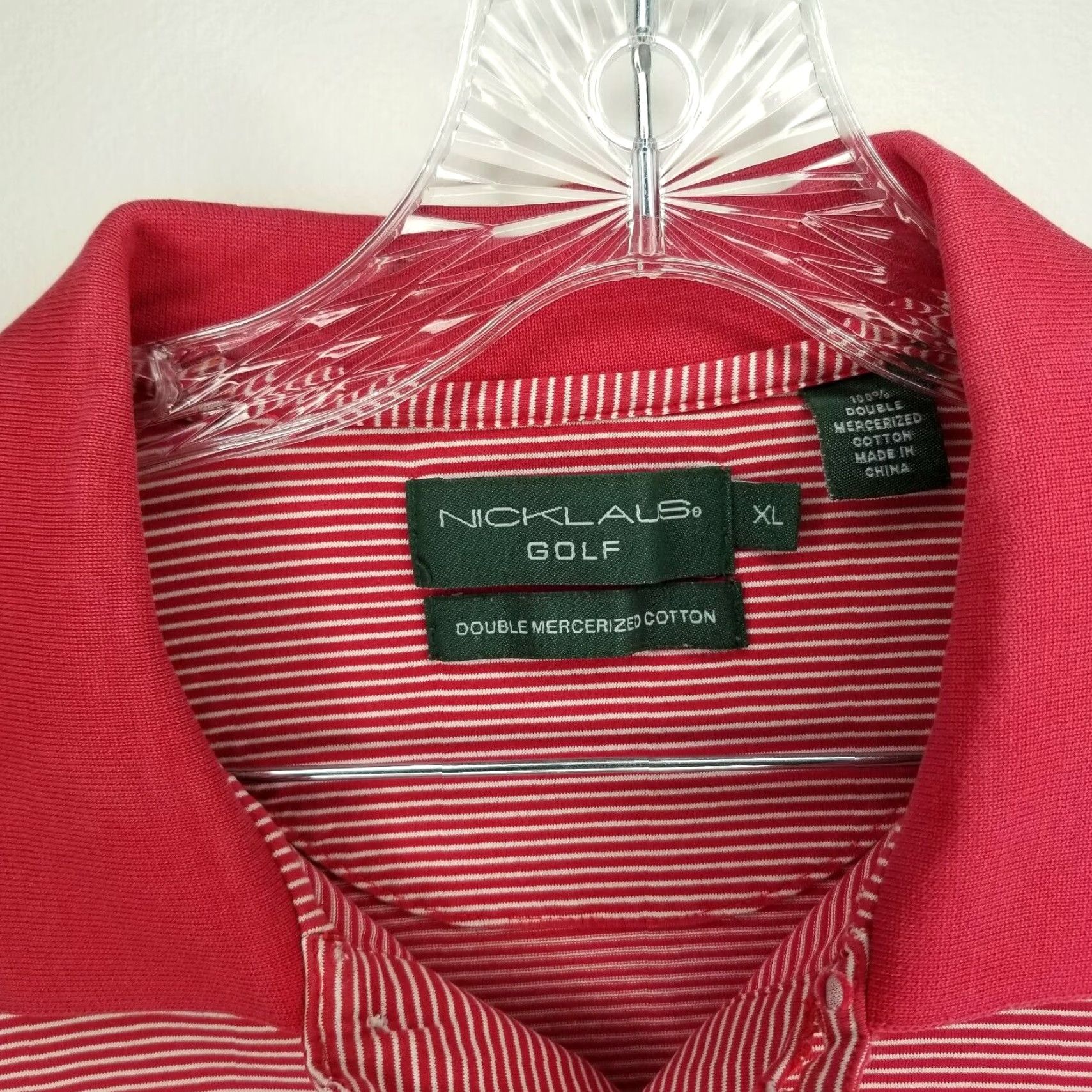 Vintage VINTAGE Nicklaus Golf Polo Shirt XL Red White Striped Mens Size XL Red White Striped Polo (Golf) Mens Size US XL / EU 56 / 4 - 2 Thumbnail
